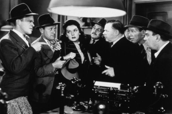 Rosalind Russell and Gene in "His Girl Friday" (1940)