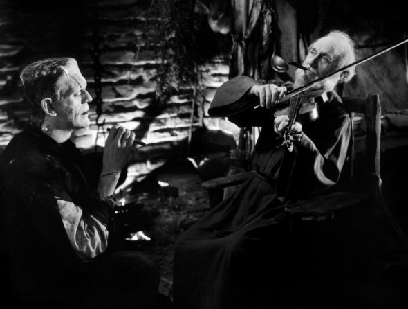Boris Karloff as the Monster and O.P. Heggie as the Hermit